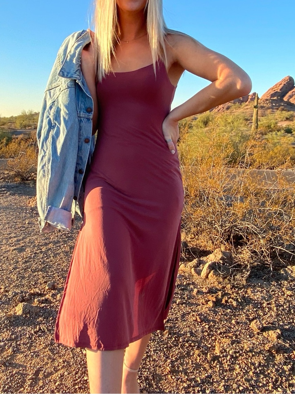 Urban Outfitters Dusty Rose Slip Midi Dress
